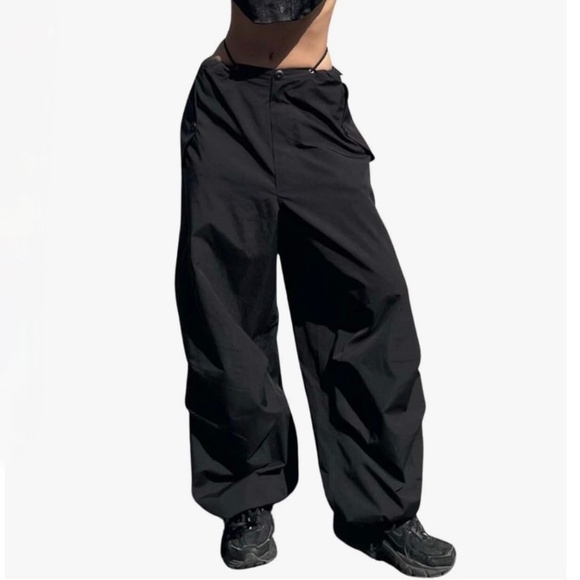 Pants - YAHUIUL Cargo Pants Women, Parachute Pants for Women Baggy Low Waist Zipper Y2K